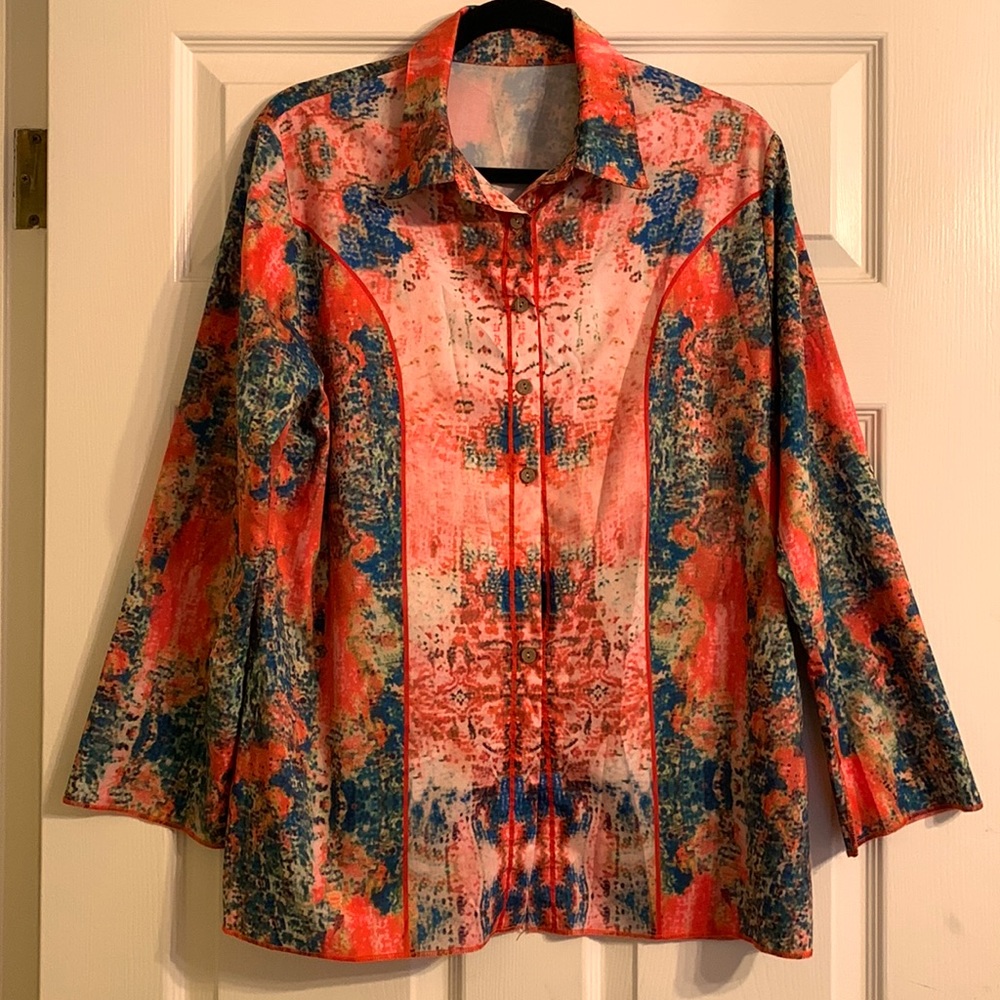Vibrant Patterned Button Down Shirt - image 1